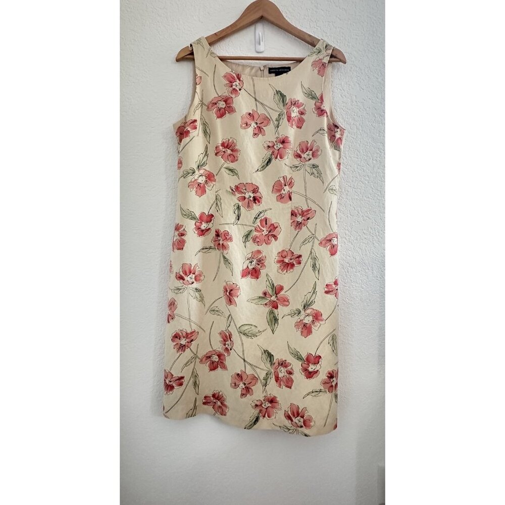 Valerie Dresses Sheath Dress Womens 16 Beige‎ Floral Silk Linen Fairy Garden